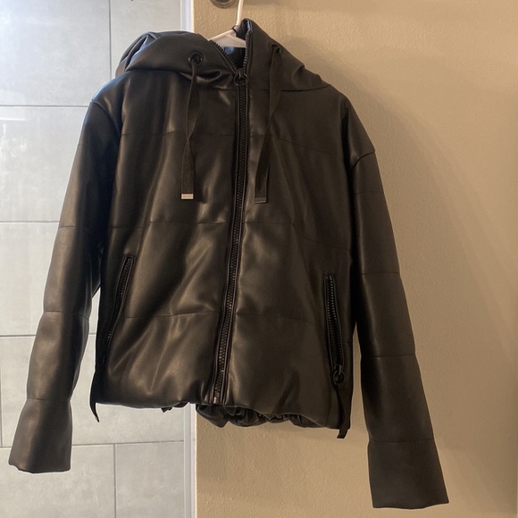 ZARA Faux Leather Puffed Jacket - Picture 8 of 9